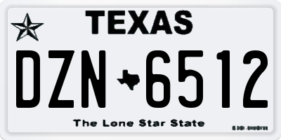 TX license plate DZN6512