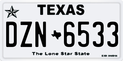 TX license plate DZN6533