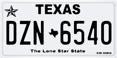 TX license plate DZN6540
