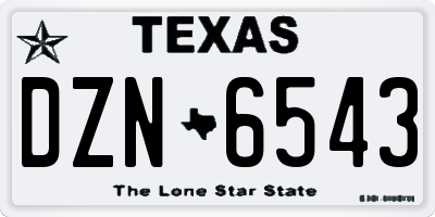 TX license plate DZN6543