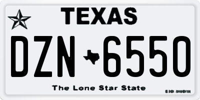 TX license plate DZN6550