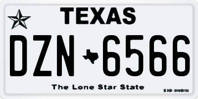 TX license plate DZN6566