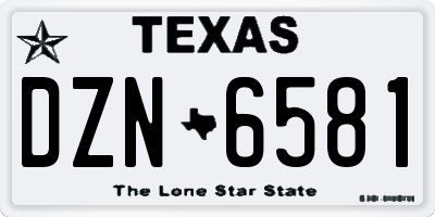 TX license plate DZN6581