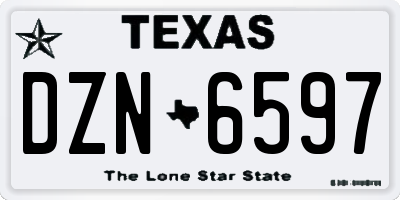 TX license plate DZN6597