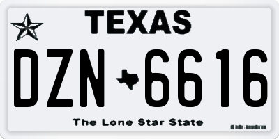 TX license plate DZN6616