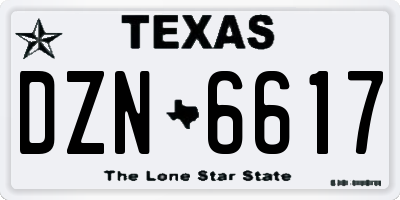 TX license plate DZN6617