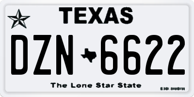 TX license plate DZN6622