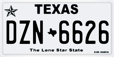 TX license plate DZN6626