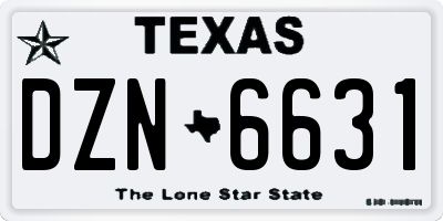 TX license plate DZN6631