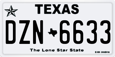 TX license plate DZN6633