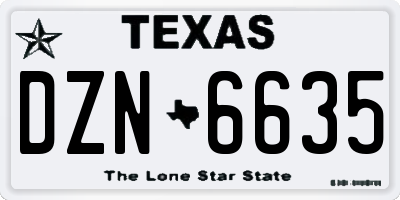 TX license plate DZN6635