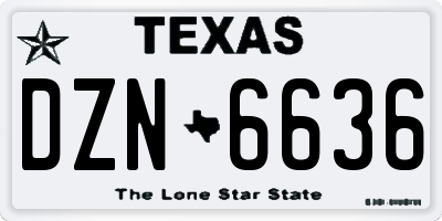 TX license plate DZN6636