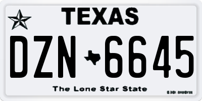 TX license plate DZN6645