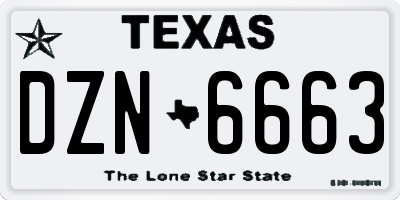 TX license plate DZN6663