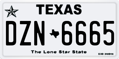 TX license plate DZN6665
