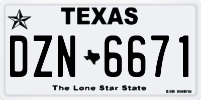 TX license plate DZN6671