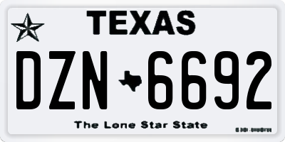 TX license plate DZN6692