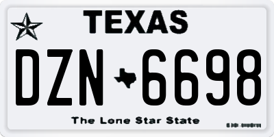 TX license plate DZN6698