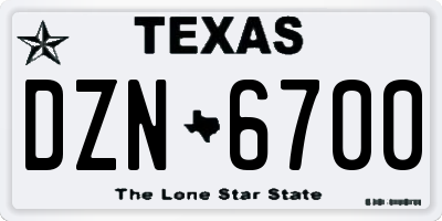 TX license plate DZN6700