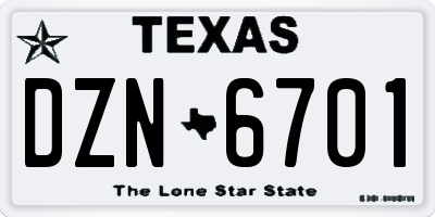 TX license plate DZN6701