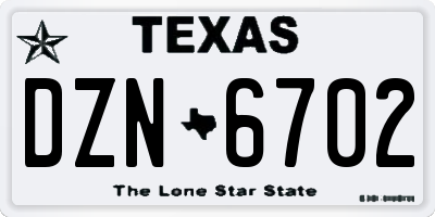 TX license plate DZN6702