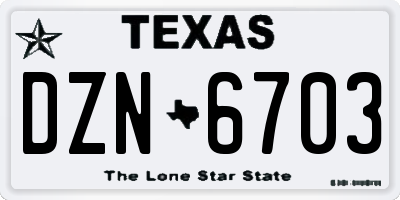 TX license plate DZN6703