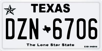 TX license plate DZN6706