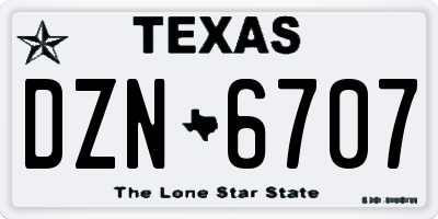 TX license plate DZN6707