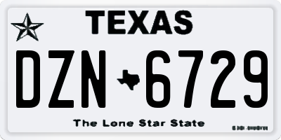 TX license plate DZN6729