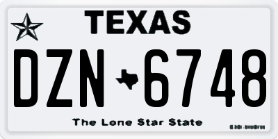TX license plate DZN6748