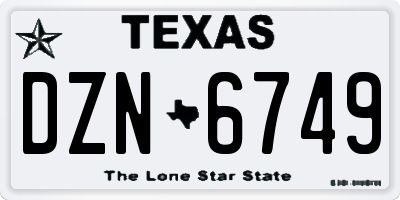 TX license plate DZN6749