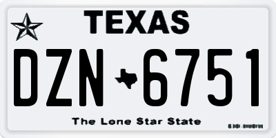TX license plate DZN6751
