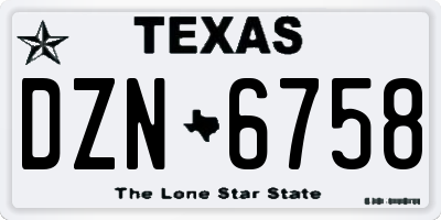 TX license plate DZN6758