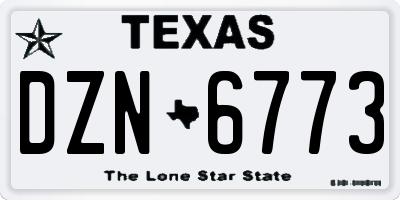 TX license plate DZN6773