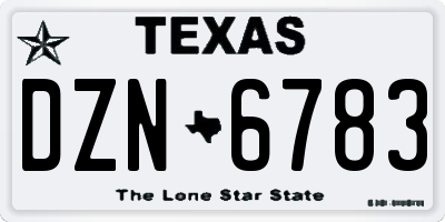 TX license plate DZN6783