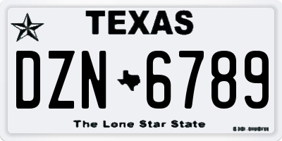 TX license plate DZN6789