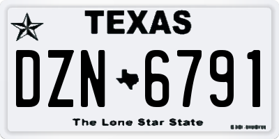 TX license plate DZN6791