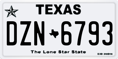 TX license plate DZN6793
