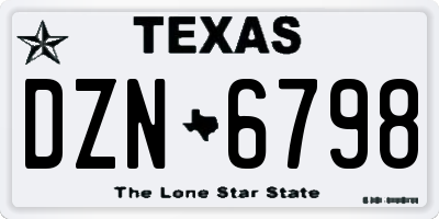 TX license plate DZN6798