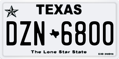 TX license plate DZN6800