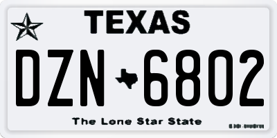 TX license plate DZN6802