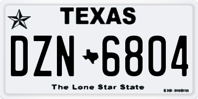 TX license plate DZN6804