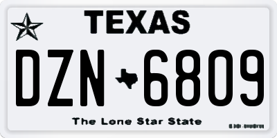 TX license plate DZN6809