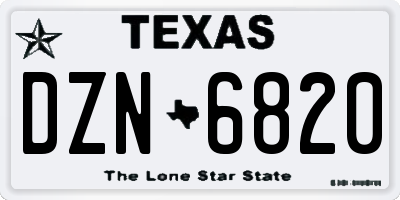 TX license plate DZN6820