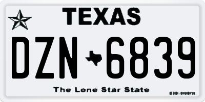 TX license plate DZN6839