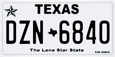 TX license plate DZN6840