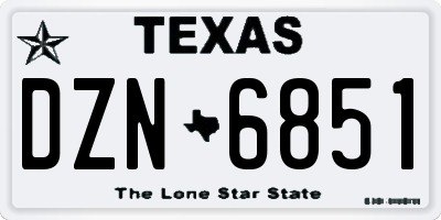 TX license plate DZN6851