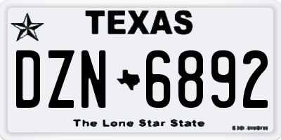 TX license plate DZN6892