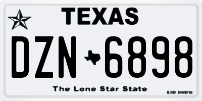 TX license plate DZN6898