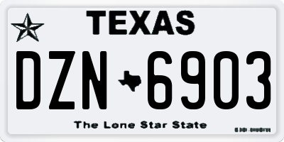 TX license plate DZN6903